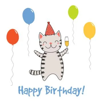 Cute birthday card, banner Stock Illustration