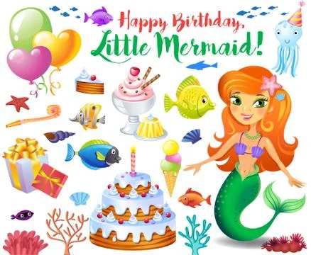 Cute birthday design elements Stock Illustration