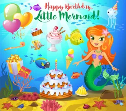 Cute birthday design elements Stock Illustration