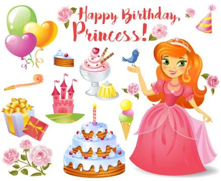 Cute birthday design elements Illustrazione stock