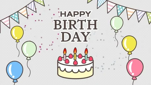 Cute Birthday Frame Animation Horizontal, Happy Birthday Text Animation included Stock Footage 333082987