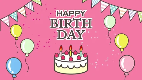 Cute Birthday Frame Animation Horizontal, Includes Text Animation Video stock 333546116