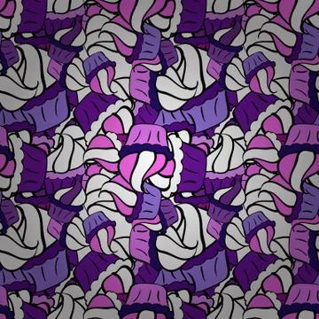 Cute birthday pattern on black, white and violet. Seamless amazing festive cakes Illustrazione stock