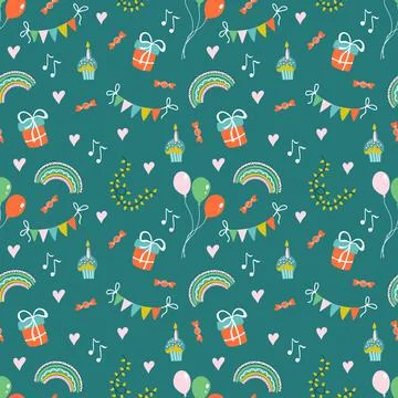 Cute birthday pattern Stock Illustration