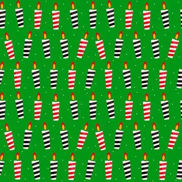 Cute Birthday Seamless Pattern Background with Cake, Candles. Design Element  Illustrazione stock