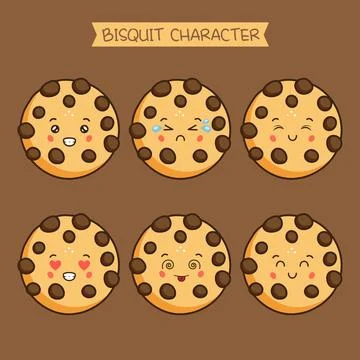 Cute Bisquit Characters With Various Expression Stock Illustration