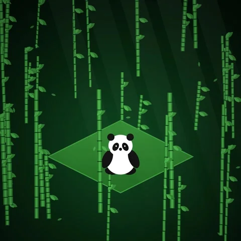 Cute black and white panda bear sitting on vibrant green leaves Stock Footage 344777022