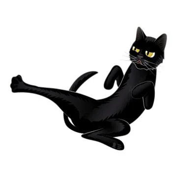 Cute black cat fighting on white background vector illustration Stock Illustration