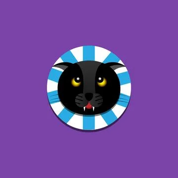 Cute black cat head logo mascot Stock Illustration