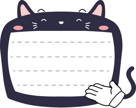 Cute Black Cat note board Stock Illustration