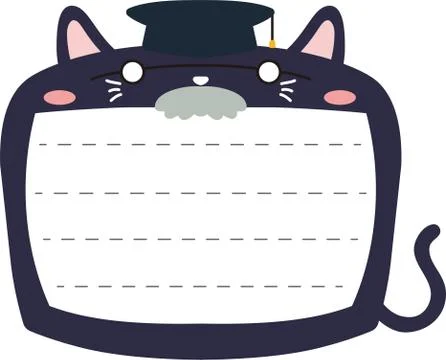 Cute Black Cat note board Stock Illustration