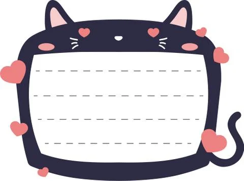 Cute Black Cat note board Stock Illustration