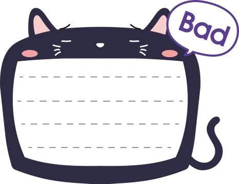 Cute Black Cat note board Stock Illustration
