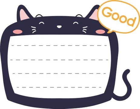 Cute Black Cat note board Stock Illustration