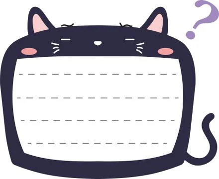 Cute Black Cat note board Stock Illustration