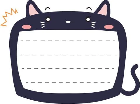 Cute Black Cat note board Stock Illustration