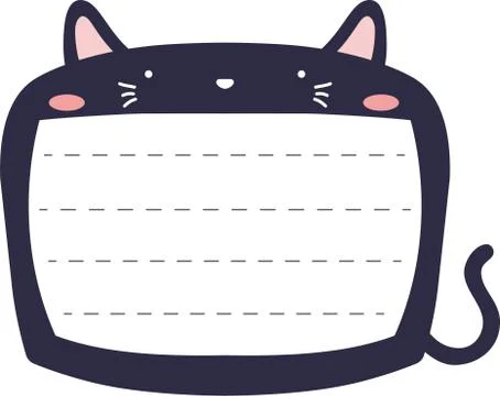 Cute Black Cat note board Stock Illustration