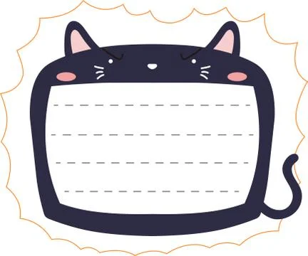 Cute Black Cat note board Stock Illustration