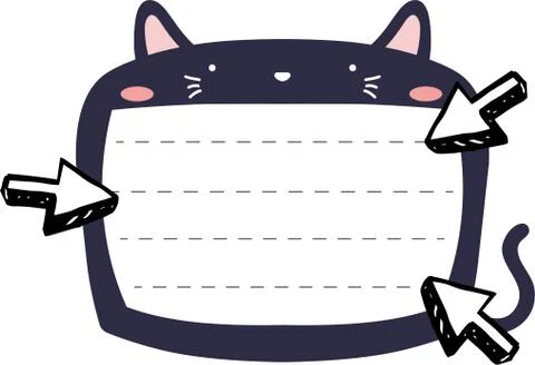 Cute Black Cat note board Stock Illustration