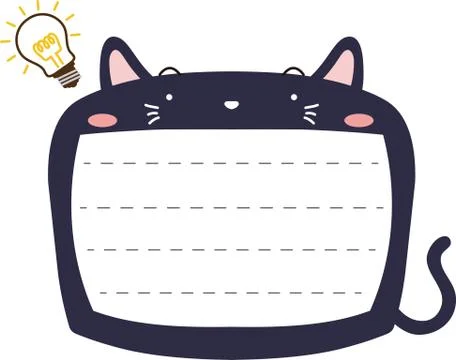 Cute Black Cat note board Stock Illustration