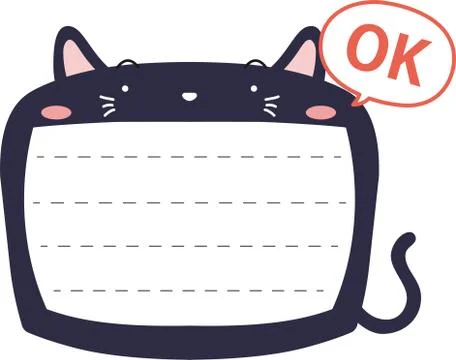 Cute Black Cat note board Stock Illustration