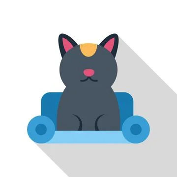 Cute black cat relaxing on comfortable blue sofa Illustrazione stock