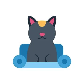 Cute black cat relaxing on comfortable blue sofa Stock Illustration