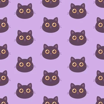 Cute black cat seamless pattern. Design for wrapping paper, background 스톡 일러스트