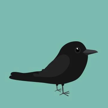 Cute black crow Illustrazione stock