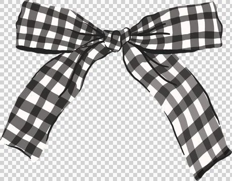 Cute Black Gingham Ribbon Bow Illustration Stock Illustration