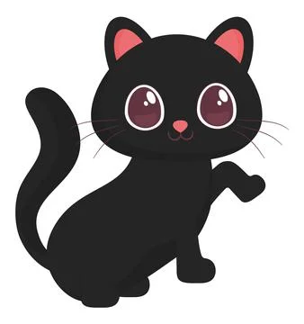 Cute black kitten Illustrazione stock