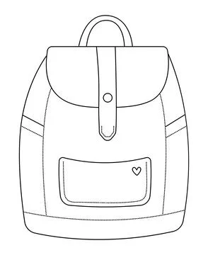 Cute black line backpack Stock Illustration
