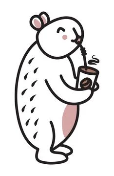 Cute black line capybara Stock Illustration