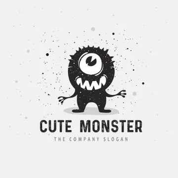 Cute black monster vector illustration Stock Illustration