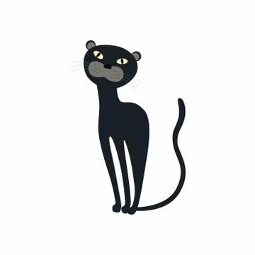 Cute Black Panther sitting. Vector illustration isolated. Stock Illustration