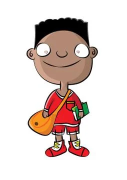 Cute black school boy Stock Illustration