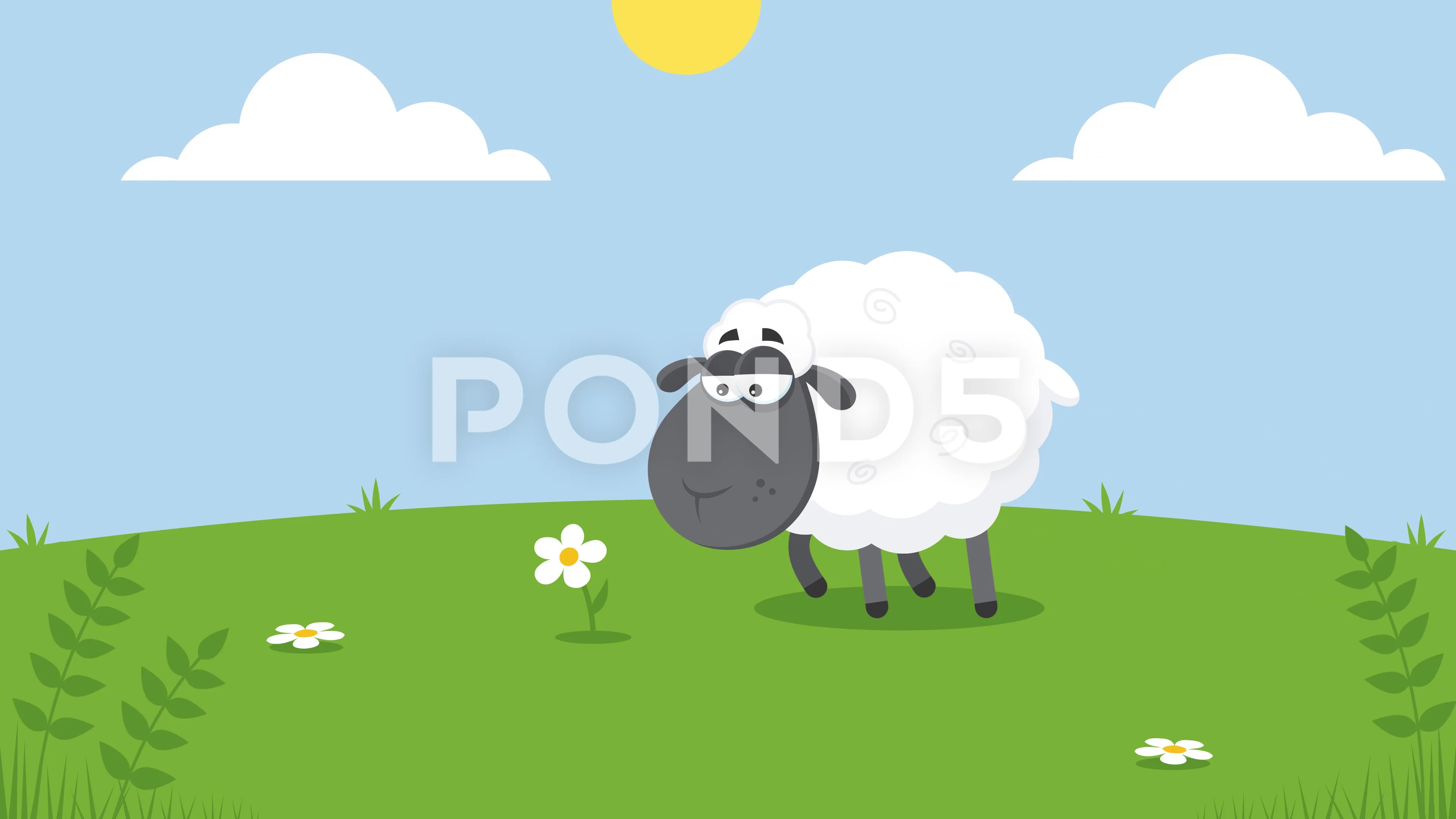 Cute Black Sheep Cartoon Character Eatin... | Stock Video | Pond5