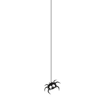 Cute Black Small Spider Hanging on String Vector Illustration Stockillustratie