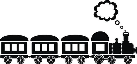 Cute black train on white background Illustration