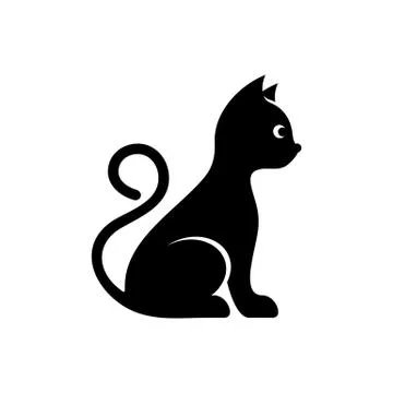 Cute black vector cat icon Stockillustratie
