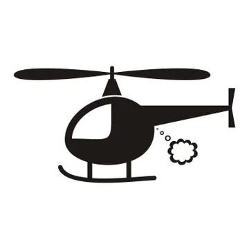Cute black vector helicopter icon on white background Stockillustratie