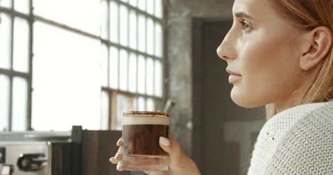 Cute blond girl in a bakery Stock Footage