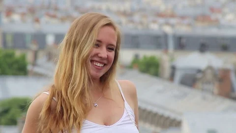 Cute blond girl posing Stock Footage 78499700