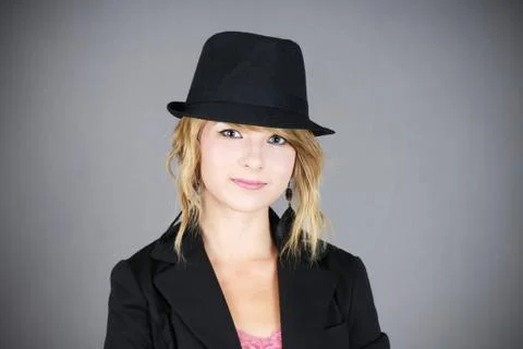 Cute blond with hat Stock Photos