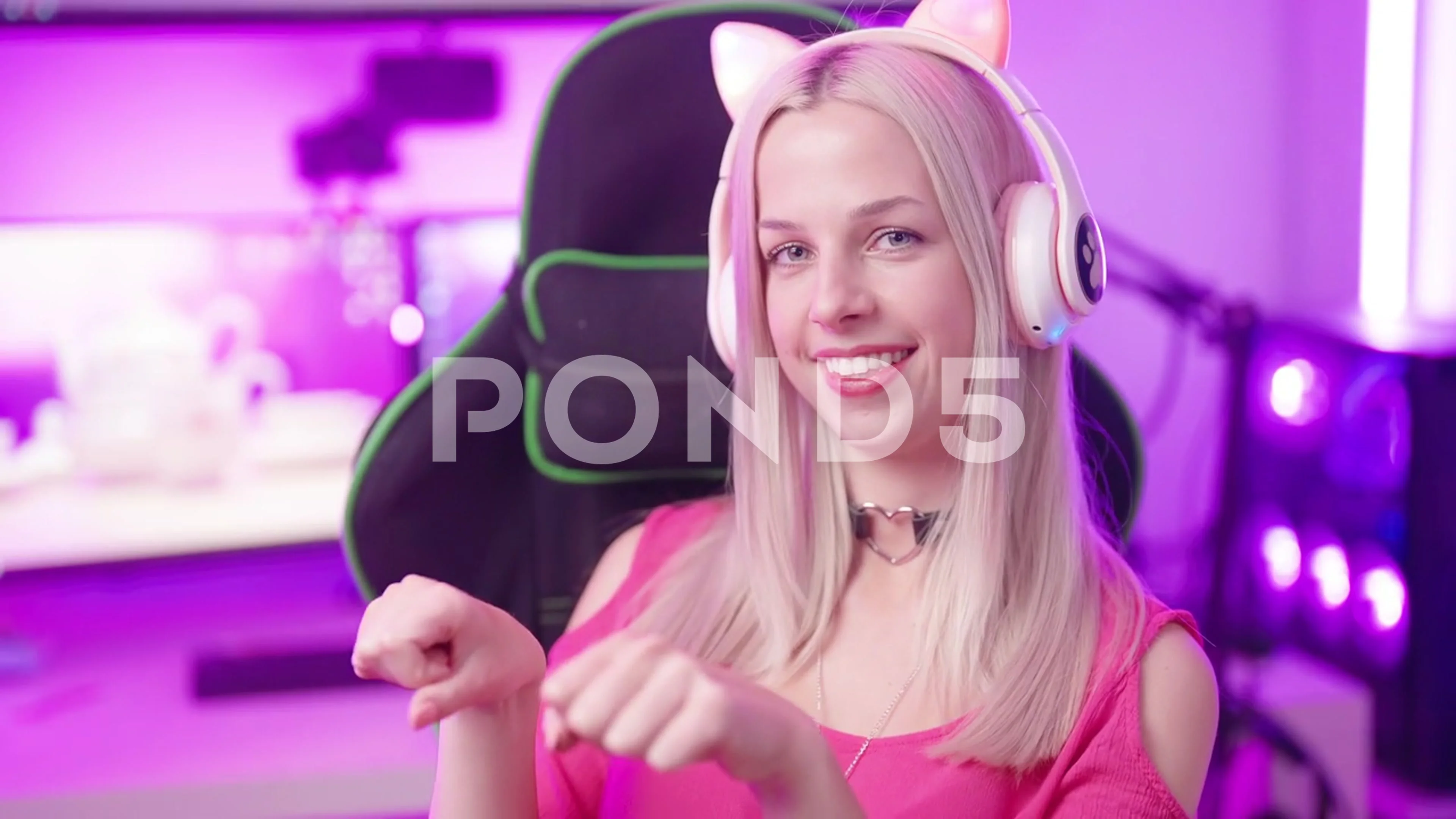 Cute gamer girl online headphones