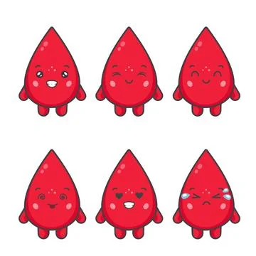 Cute Blood Characters With Various Expression Stock Illustration