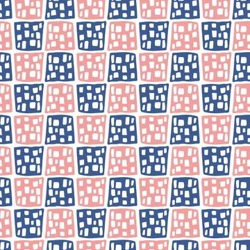 Cute blue and pink pattern with square shapes Illustrazione stock