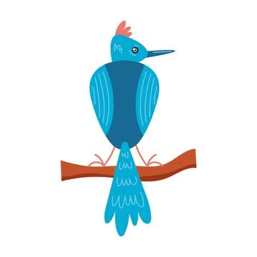 Cute blue bird with beak Ilustración de archivo