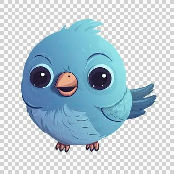 Cute blue bird isolated on white background. Transparent use for T shirt sc.. イラスト素材