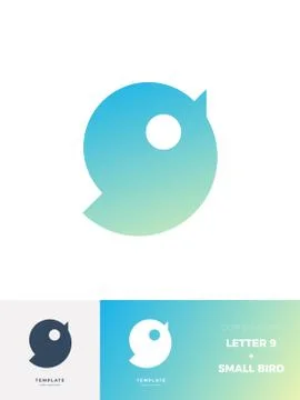 Cute blue bird logo with the description Stock Illustration